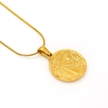 Gold Taurus zodiac pendant necklace featuring embossed bull motif on a snake chain - Taurus