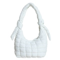 Borsa a tracolla trapuntata a nuvola bianca con cinturino a nodo e zip dorata - Bianco