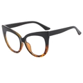 Stylish cat-eye glasses frame featuring a sleek black and amber tortoiseshell finish - Black Tortoise Shell
