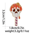 Cartoon skeleton lollipop enamel pin in red and white with dimensions and weight info - Skull Lollipop (C2824-4)