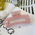 Translucent pastel pink rectangular hair claw clip with minimalist cutout design - 12.5CM / Jelly Pink