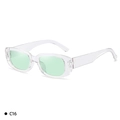 Retro square sunglasses with transparent frame and mint green lenses in style C16 - C17 Transparent Frame Green Lens