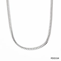 Polished silver stainless steel NK Cuban link necklace set in minimalist retro style - Cuban Link Necklace (PDD334) / Silver