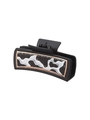 Rectangle hair claw clip with black matte finish and gray marble texture panel - Black Marble Texture Decor (90118)