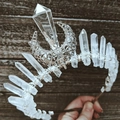 Couronne de cristal lune argentée avec pointes de quartz transparentes pour femmes - Style Lune Argentée Cristal Clair (1) / Transparent
