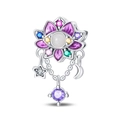 Detailed S925 silver dreamcatcher charm with purple enamel and bohemian star moon tassels - Dreamcatcher Lotus Bead (PAC1315)