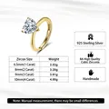 Detail view of gold heart zircon ring with S925 silver hallmarks and product specifications - Heart Shape LZR40-Gold-2ct