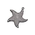 Sparkling starfish pendant in gunmetal finish with micro-pave cubic zirconia crystals - Gunmetal with White Zirconia