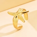 Starfish open ring in 18K gold plated stainless steel for casual vacation style - J03433 / Gold