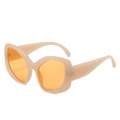 Oversized nude pink fashion sunglasses with translucent orange lenses for outdoor protection - Regular / Pink Frame Orange Lens