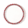 Men's natural red jasper stone cylinder beaded bracelet with silver hematite spacers - Red Textured Cylinder Silver Spacer Bracelet (B-B24071803A)