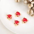 Rode vos sieraden bedeltjes met gouden metalen frame en zirkonia voor DIY kettingen - 1 Stuk / Rood