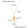 Pink oil drip fish pendant necklace in 18k gold plated stainless steel with dimensions - Deep Pink Fish Pendant Necklace (TXP298-7) / 42+5cm