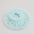 Mint green plush beret with faux fur texture and silver bead accents for winter warmth - One Size (Elastic) / Cyan Blue