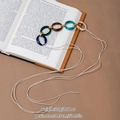 Handmade bohemian tassel waist chain featuring multicolor acrylic rings and white woven cord - Multicolor Acrylic Linking Rings (X530)