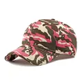 Pink and brown camouflage cotton baseball cap with a classic curved brim for outdoors - Rose Red Coffee Camouflage