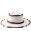 Retro two-tone gradient wool felt fedora with flat top and distressed wide brim effect - M (56-58cm) / White