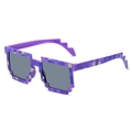 Purple pixel mosaic sunglasses with retro meme style for party and cosplay props - Purple Plaid