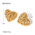Golden heart shell earrings in stainless steel with size and weight dimensions - Gold Heart Shell Texture Style (JDE2403018)