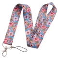 Polyester floral phone lanyard with spring flower pattern and silver lobster clasp - KP204-9 Multicolor Weave Lanyard
