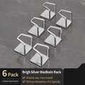 Set of 6 adhesive stainless steel washbasin hooks with a brushed silver finish - Set of 6 / Bright Silver