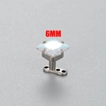 6mm geometric square zircon dermal anchor top in polished stainless steel for piercing - 6mm / Aurora Borealis (7# AB Color)