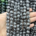 Polierte natürliche schwarze Schneeflocken Obsidian Rundperlen für DIY Schmuckherstellung - 4mm (ca. 88 Perlen) / Schneeflockenstein A328