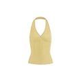 Top a fascia aderente in maglia a coste giallo zenzero con scollo a V incrociato - S / Giallo