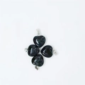 15mm heart-shaped black stone pendant with natural white veins and silver bail - Synthetic Black Turquoise