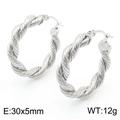 Paar 30x5mm silberne gedrehte Creolen aus robustem und hochwertigem Edelstahl - Stahlfarbe (KE111379-KFC)