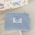 Himmelblaue Cord-Reißverschlusstasche mit Ballettschleife für Münzen und Kleinteile - Blau