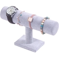 Gray velvet T-bar single-tier jewelry display stand for bracelets and watches - Grey Ice Velvet Single Layer Bracelet Stand
