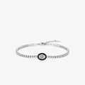 S925 Sterling Silber Tennisarmband mit schwarzer Emaille und funkelnden Zirkoniasteinen - 925 Sterlingsilber