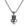 Hip hop titanium steel necklace featuring a crown heart pendant on a twisted rope chain - Crown Heart Pendant Style (E6003-60CM) / Silver