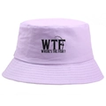 Light purple cotton bucket hat featuring WHER'S THE FISH fishing themed graphic print - Light Purple