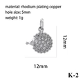 Polished silver hedgehog charm in rhodium plated copper for DIY necklace making - Little Hedgehog/K-2