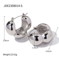 Massive silberne Creolen aus Edelstahl mit dreifachem Halbkugel-Design für Damen - Silber (JDE2308014-S)