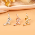 Three elegant leaf-shaped earrings in silver, rose gold, and gold with zircon stones - Leaf Branch (12#)