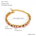 Bracciale tennis multicolore in acciaio inossidabile placcato oro 18k con zirconi - Zirconia Colorata