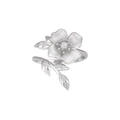 Gepolijste S925 sterling zilveren bloemenring met zirkoon op witte achtergrond - Witgoud (Nr. 15/Verstelbaar Open)