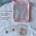 Pink zippered PVC jewelry storage book with 20 loose-leaf pages and 50 anti-oxidation bags - Pink Zipper 3-Inch 4-Grid (With 50 Bags)