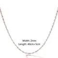 Silver stainless steel 2mm water wave chain necklace with 40cm plus 5cm extender - 2.0 Water Wave Chain / Silver/2mm Width/40+5cm Length