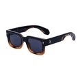Square retro sunglasses in black and tortoiseshell finish with metal arrow rivets - Sunglasses / Black Demi Gradient Gray