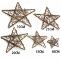 Natural rattan star wreaths in five assorted sizes for DIY Christmas home decoration - Pentagram / 12cm / Brown