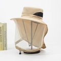 Cappello da pesca kaki outdoor con rete traspirante e tesa larga per protezione solare - Cachi