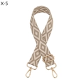 Detail of beige and khaki geometric diamond pattern strap with gold metal swivels - Khaki