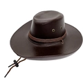 Sombrero vaquero clásico de cuero PU marrón oscuro con cuerda trenzada y correa - M(56-58cm) / Café Oscuro