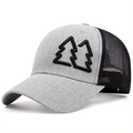 Mesh trucker hat with twin tree embroidery in a gray and black two-tone outdoor design - Adjustable / Gray