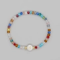 Bracciale boho fatto a mano con perline di cristallo colorate e lettera N dorata - Lettera N