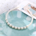 Elegant white faux pearl headband with sparkling rhinestone accents for wedding hairstyles - Rhinestone Spacer Gradient Pearl